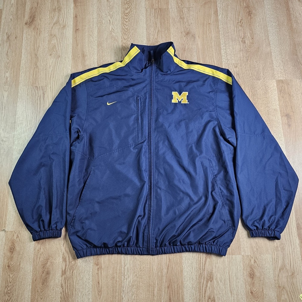 Vintage Nike Team Michiagan Wolverines Jacket Mens L Track Zip Windbreaker Y2K